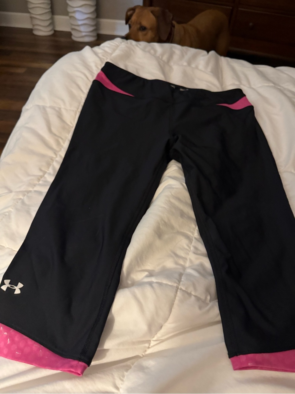 Under Armour Black Capri Leggings with Pink Accents